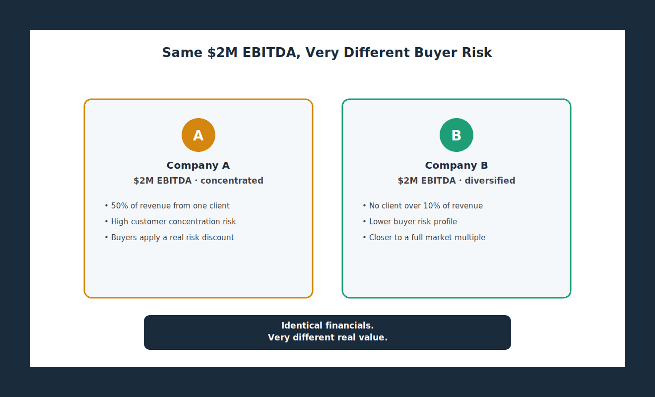 Same EBITDA, different value: concentration risk compared